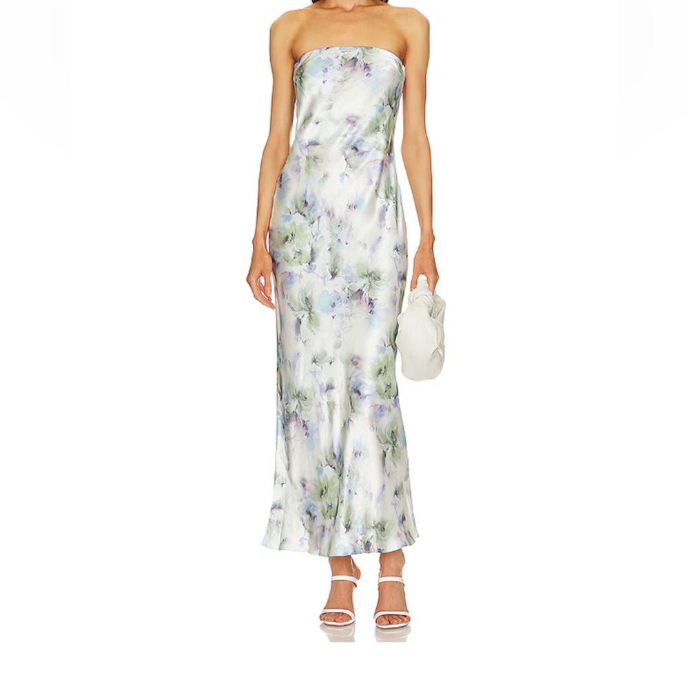 Bec & Bridge Strapless Floral Dress in White and Pastel
